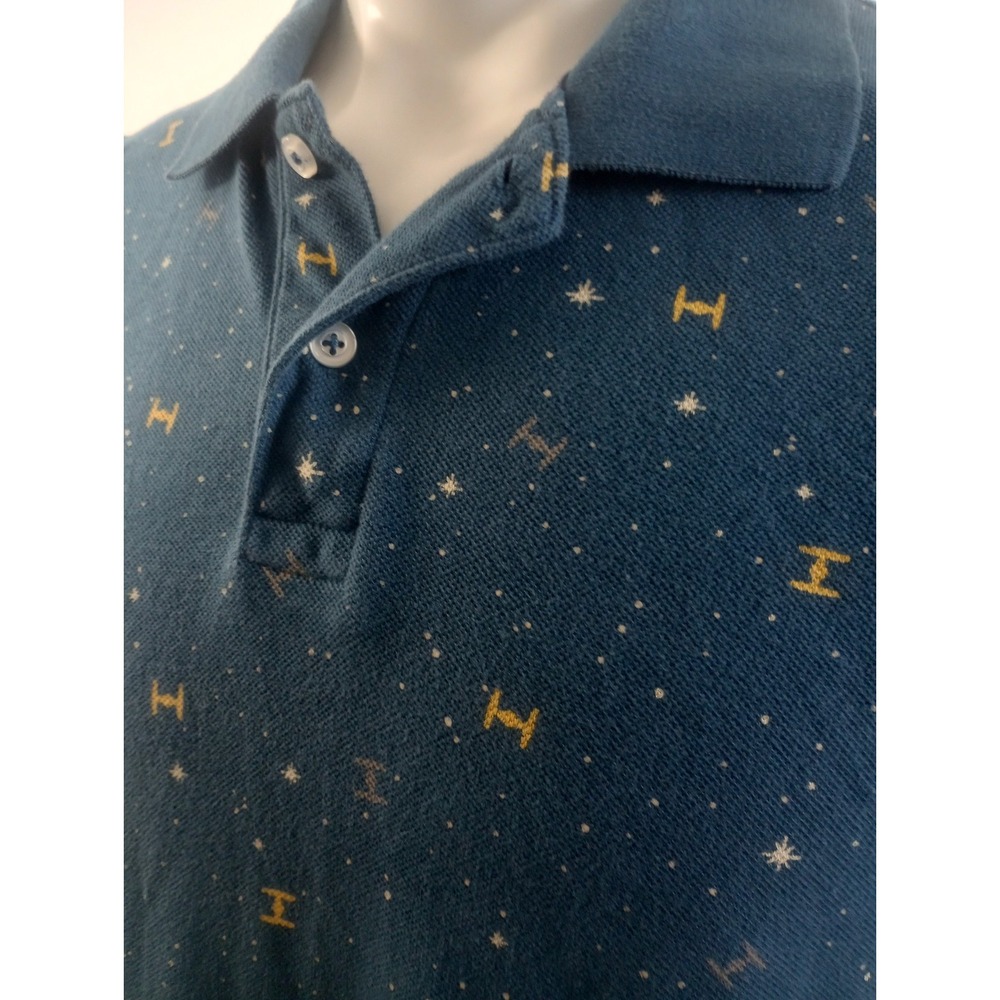 Disney Star Wars Polo Shirt Men's Size M Blue Tie Fighter Retro Micro Print
